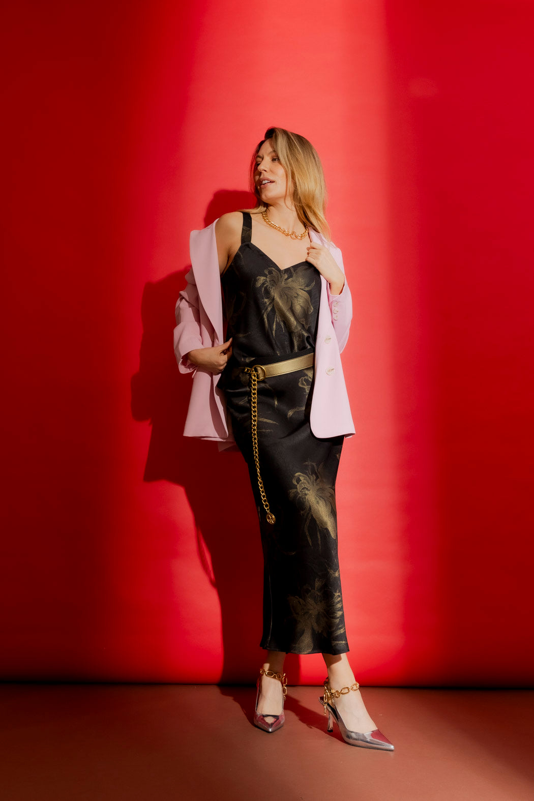 Black/Gold Metallic Bias Cami