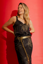 Black/Gold Metallic Bias Cami