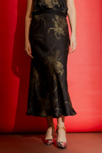 Black/Gold Metallic Bias Skirt