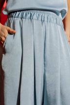 Blue Pull On Pleat Pant