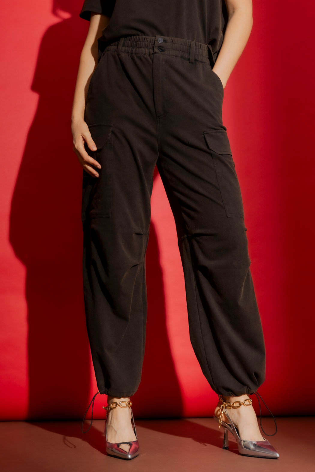Chocolate Washed Cargo Pant Black