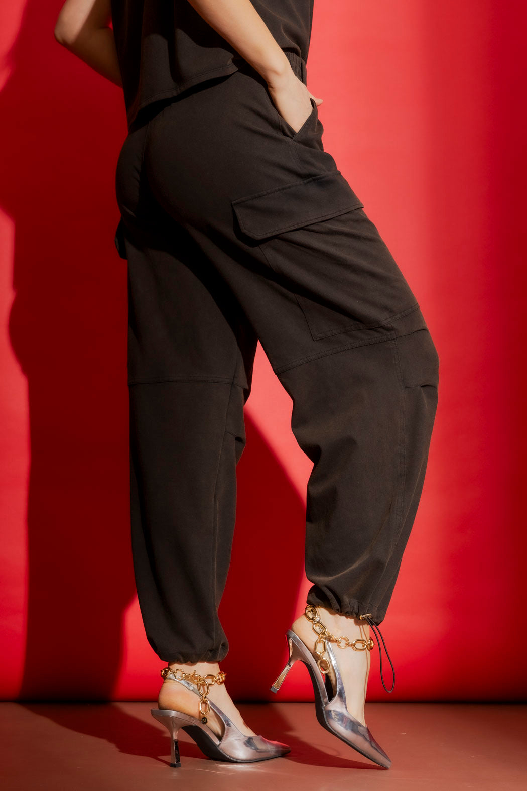 Chocolate Washed Cargo Pant Black