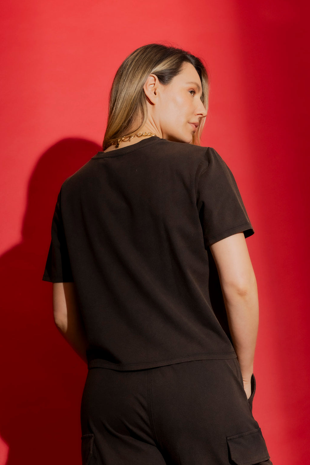 Chocolate Washed Crew Neck Tee Black