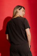 Chocolate Washed Crew Neck Tee Black