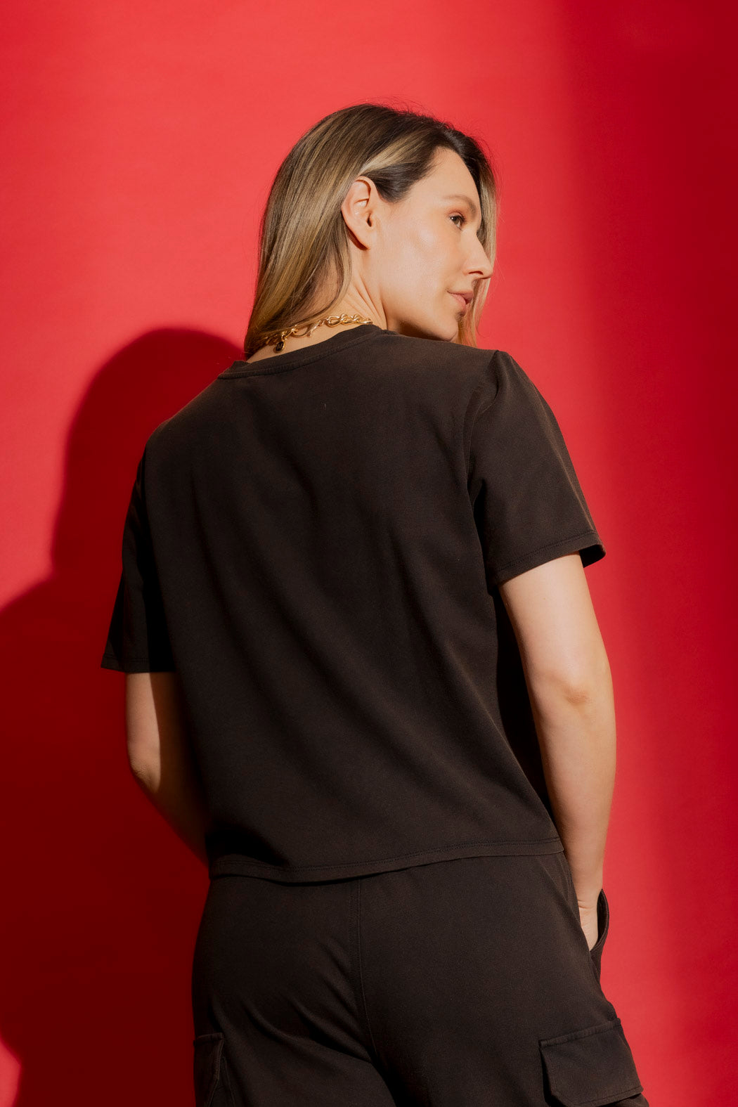 Chocolate Washed Crew Neck Tee Black