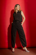 Chocolate Washed Zippy Vest Black