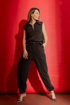 Chocolate Washed Zippy Vest Black