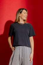 Navy Washed Crew Neck Tee