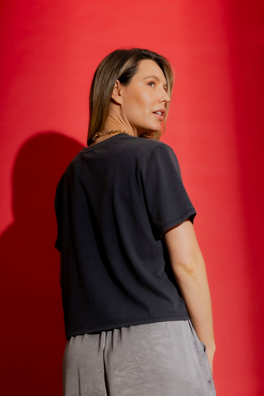 Navy Washed Crew Neck Tee
