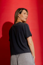 Navy Washed Crew Neck Tee