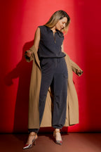 Navy Washed Zippy Vest