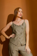 Khaki Shot Asymetrical Cami