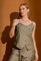 Khaki Shot Asymetrical Cami