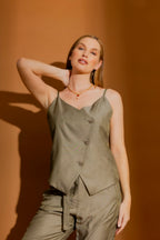 Khaki Shot Asymetrical Cami