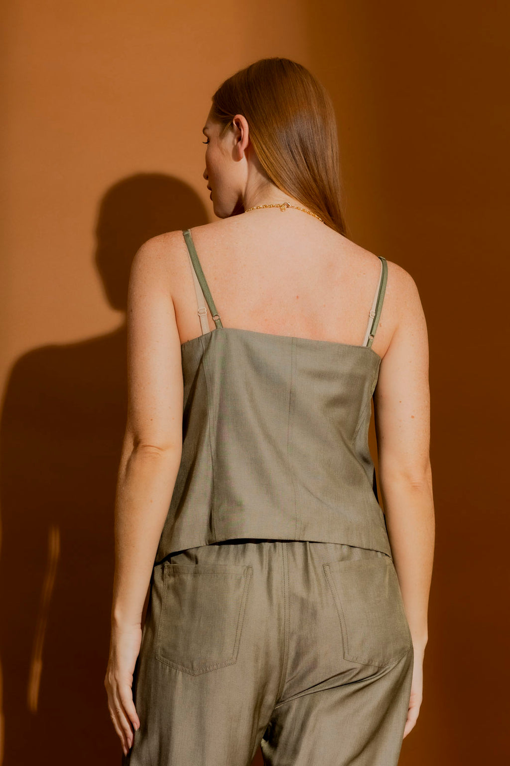 Khaki Shot Asymetrical Cami