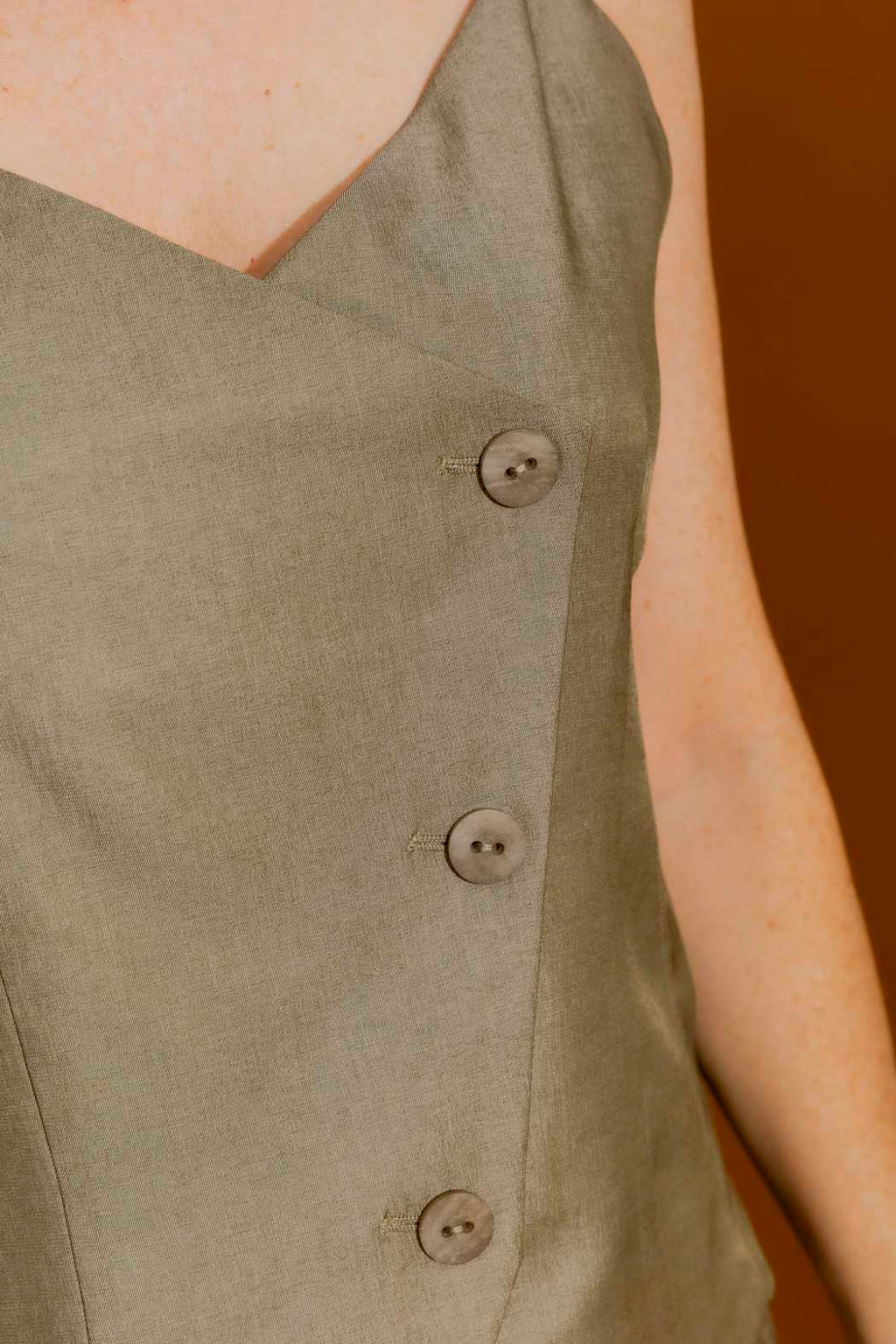Khaki Shot Asymetrical Cami