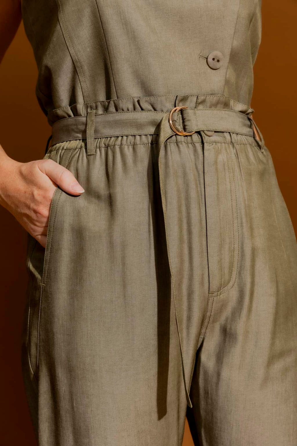 Khaki Shot Paperbag Pant