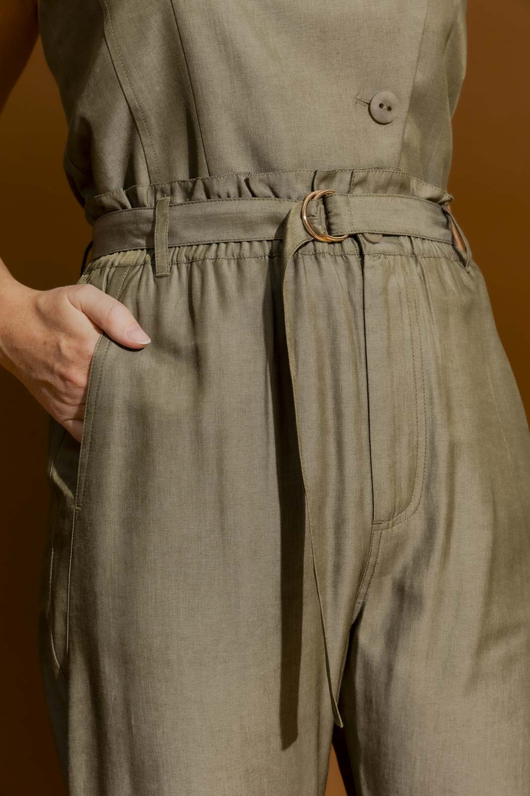 Khaki Shot Paperbag Pant