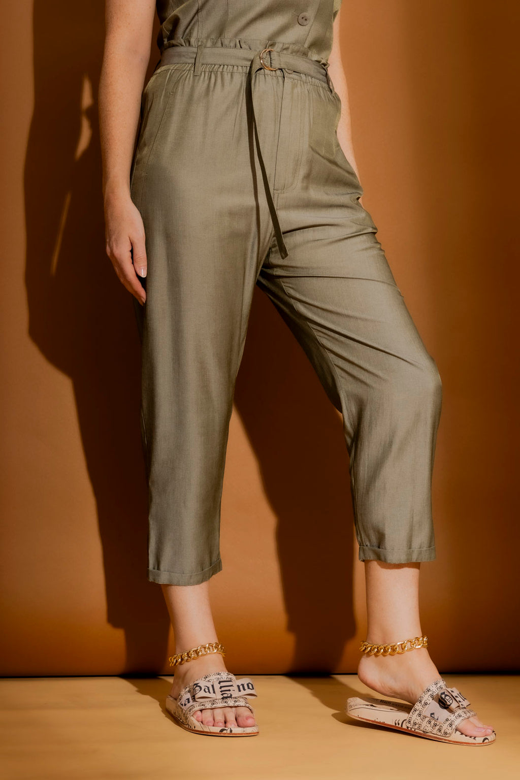 Khaki Shot Paperbag Pant