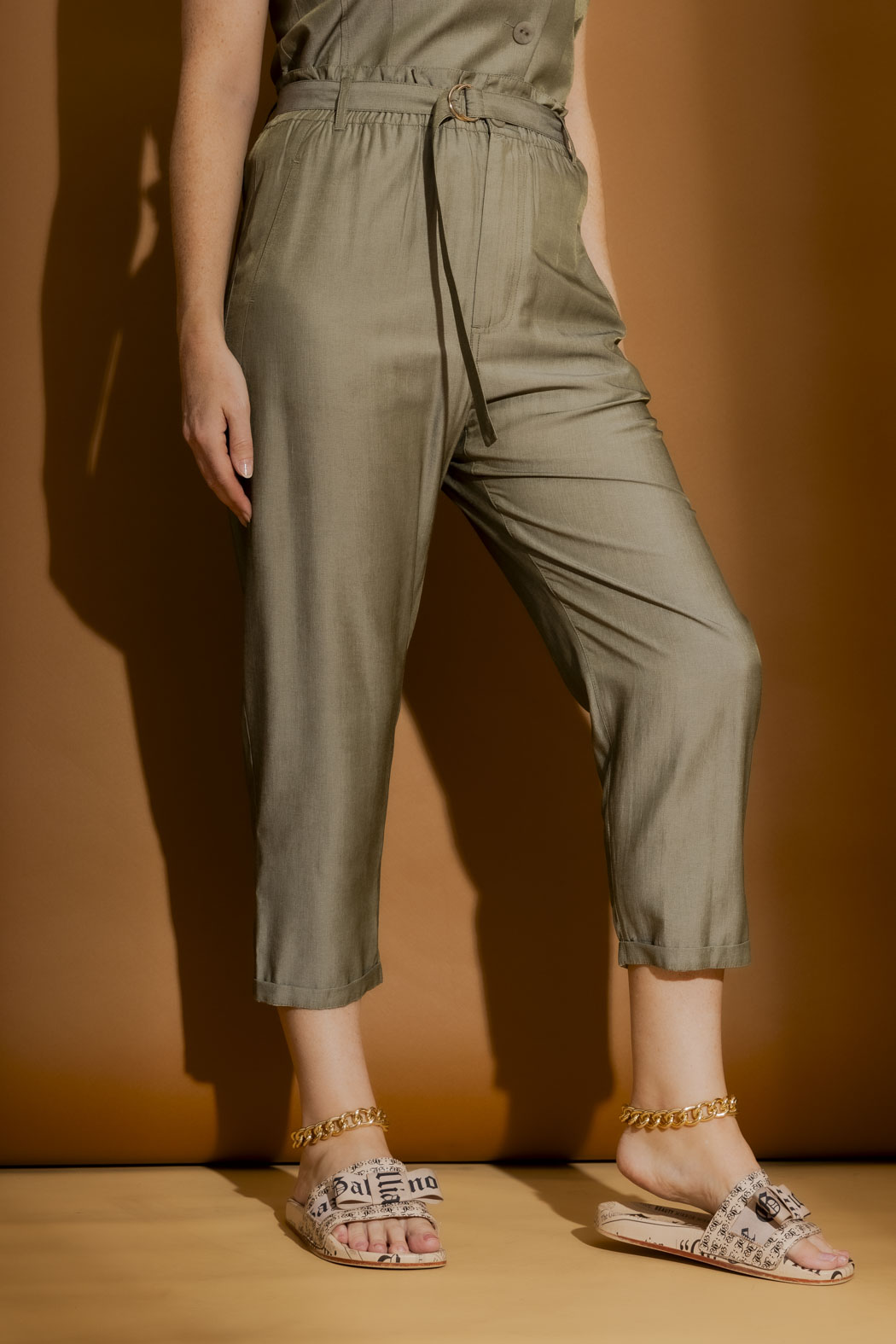Khaki Shot Paperbag Pant