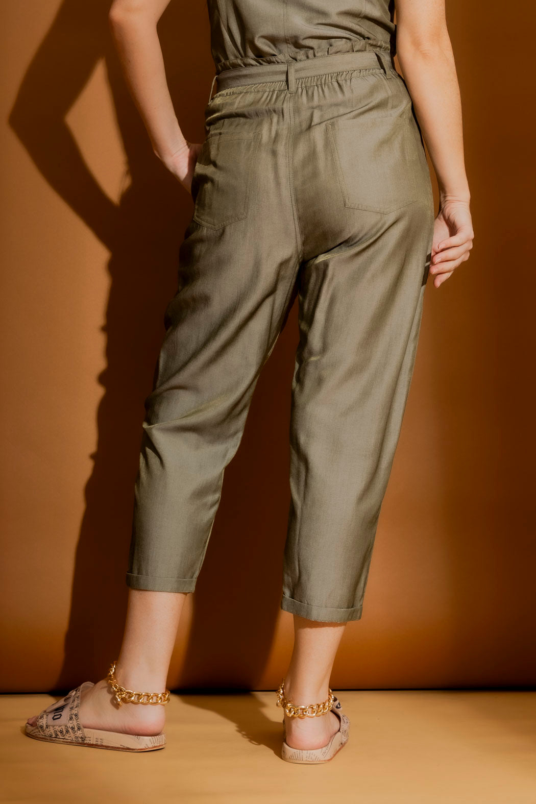 Khaki Shot Paperbag Pant