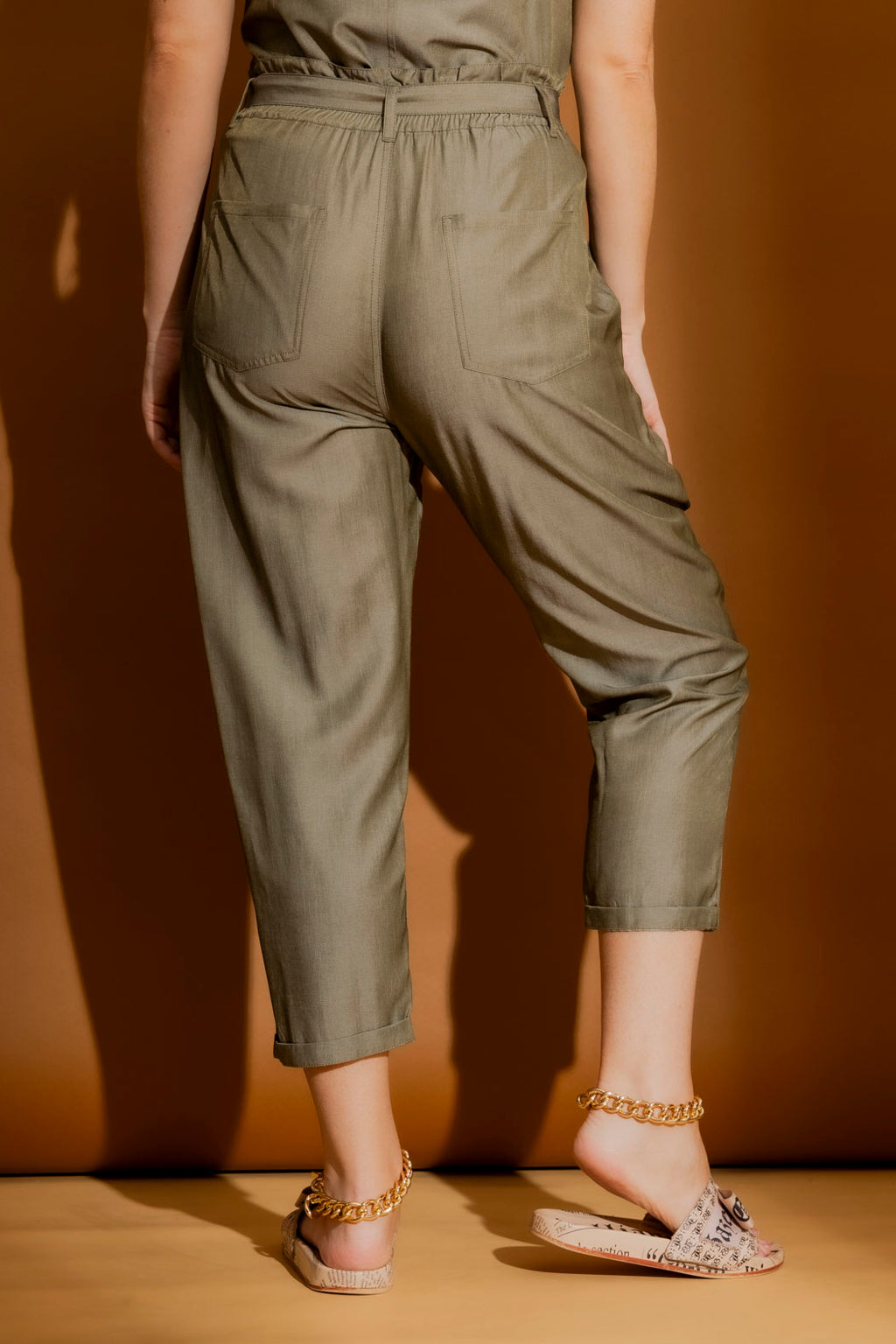 Khaki Shot Paperbag Pant