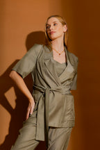 Khaki Shot Midi Trench