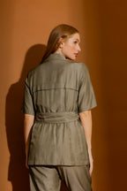 Khaki Shot Midi Trench