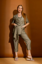 Khaki Shot Midi Trench