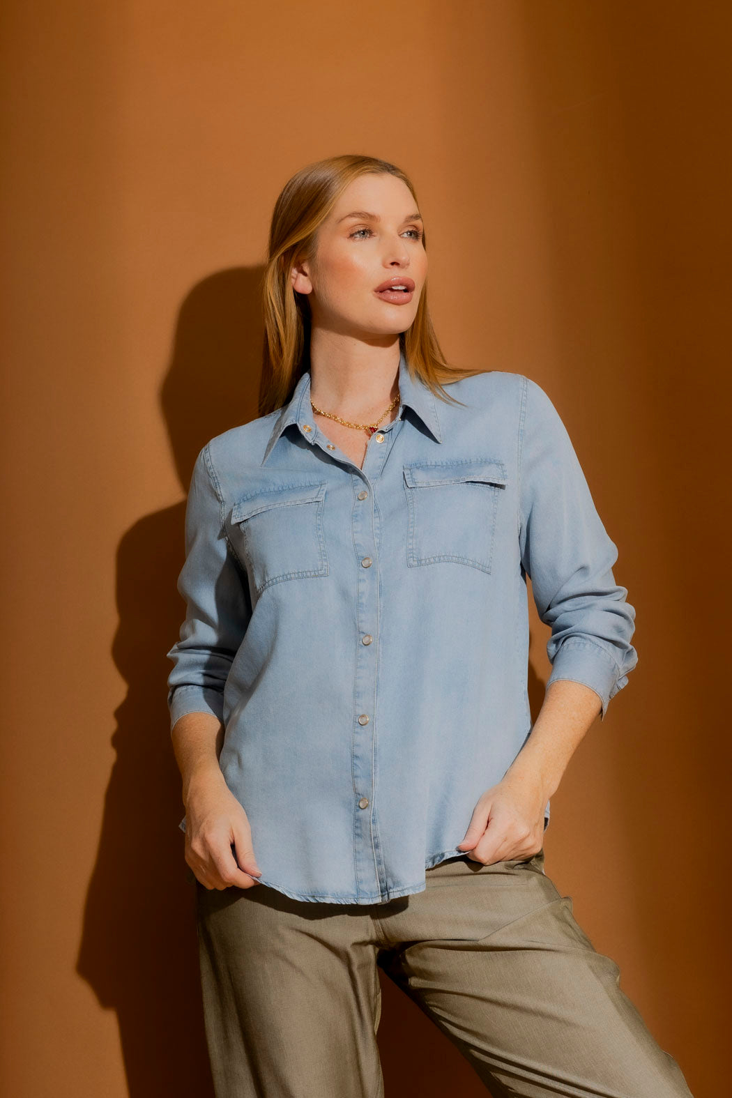 Washed Blue Tencel Asana Shirt Washed Blue