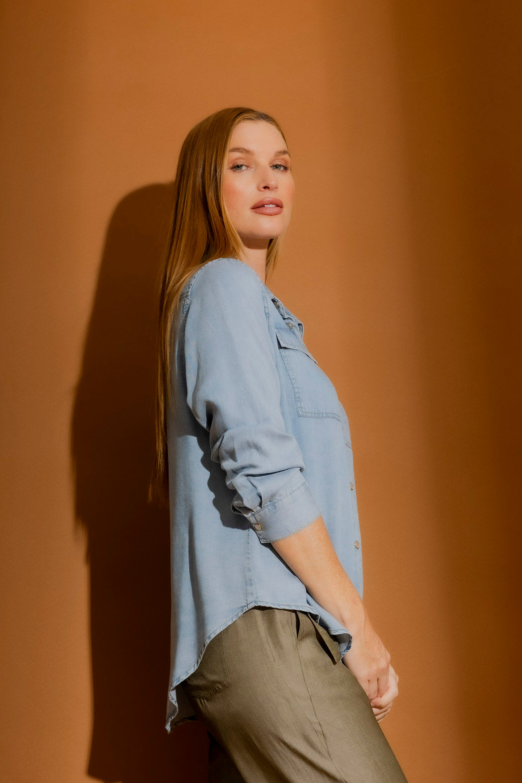 Washed Blue Tencel Asana Shirt Washed Blue