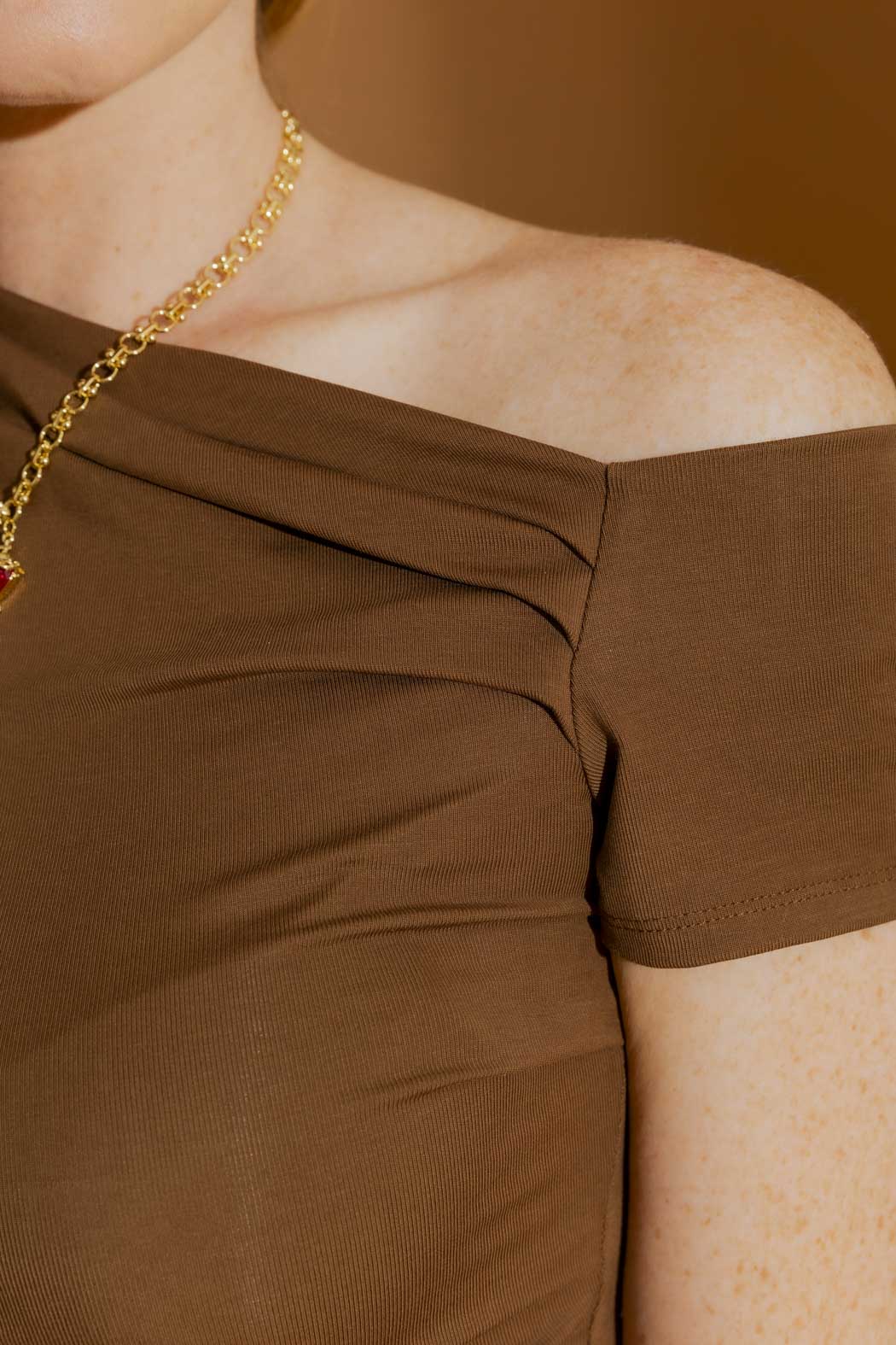 Cocoa Tencel Drape Top