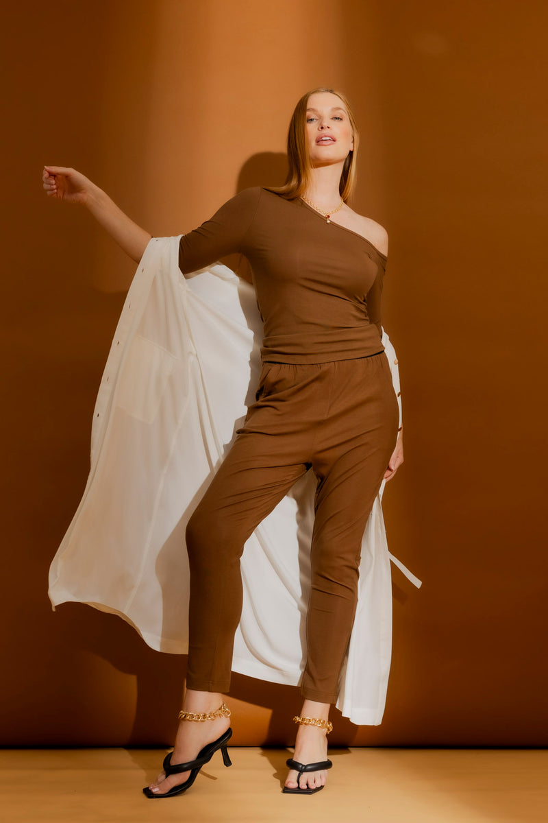 Cocoa Tencel Pull On Pant