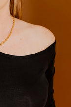 Black Tencel One Shoulder Top