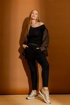 Black Tencel One Shoulder Top