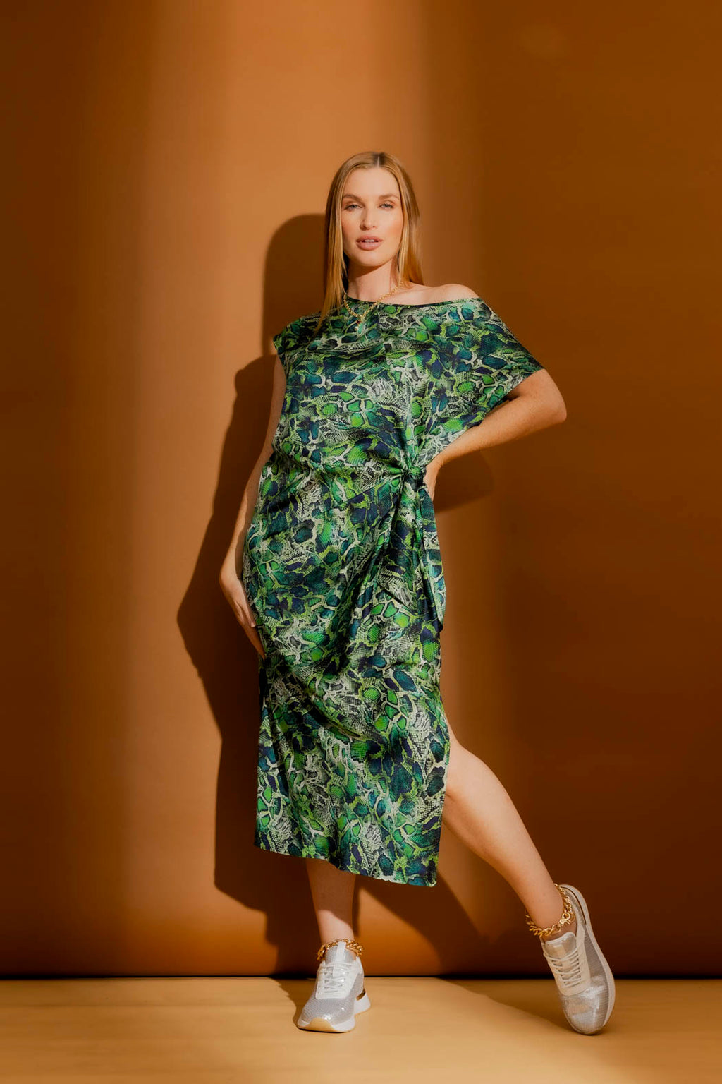 Green Snake Silky Harlow Dress Green Snake