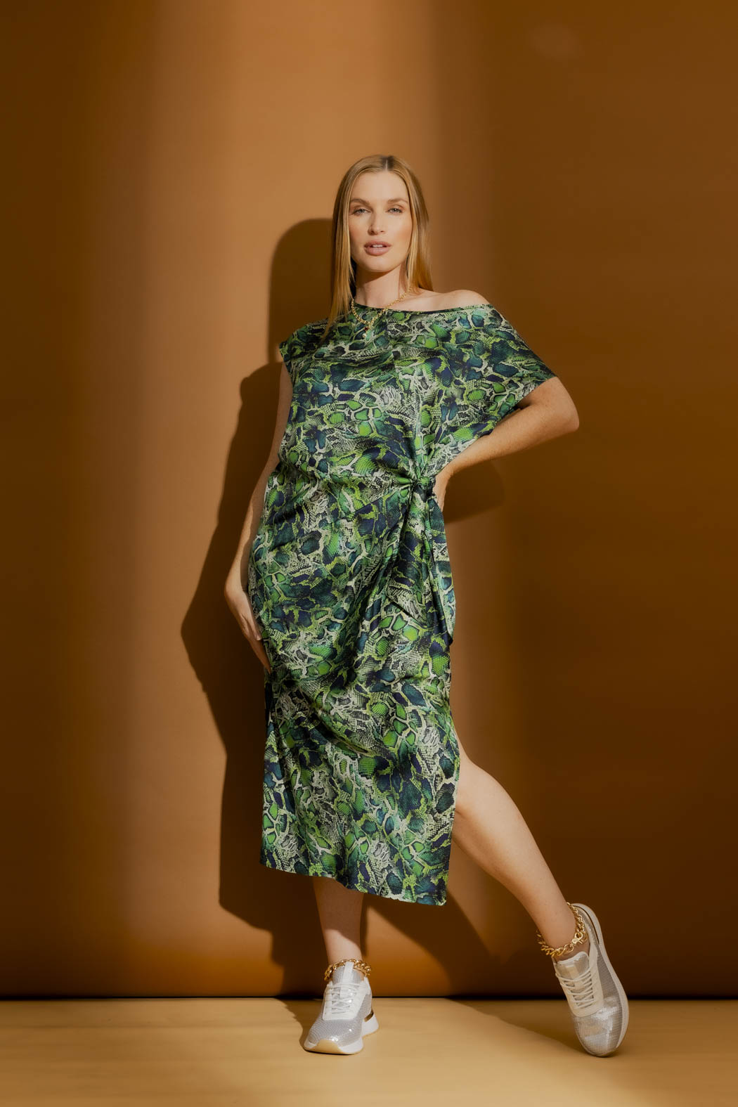 Green Snake Silky Harlow Dress Green Snake