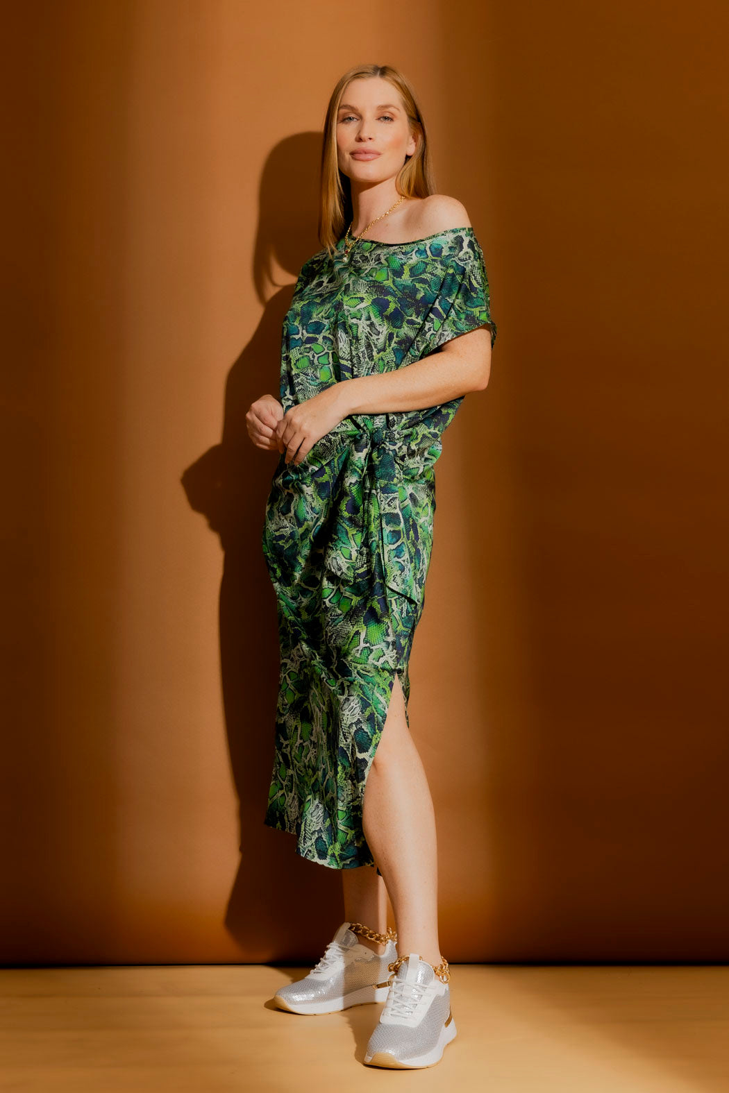 Green Snake Silky Harlow Dress Green Snake