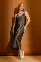 Pewter Embossed Bias Dress