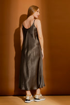 Pewter Embossed Bias Dress