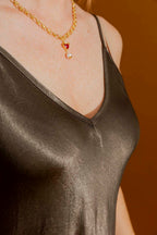 Pewter Embossed Bias Dress
