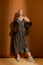 Pewter Embossed Bias Dress