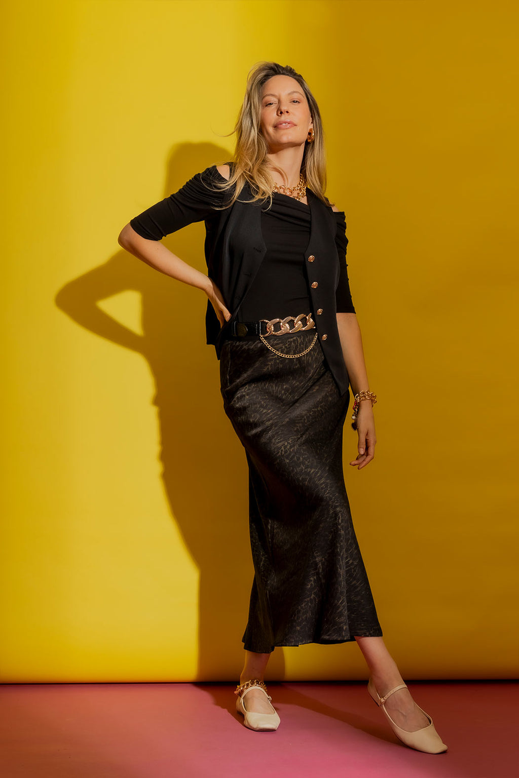 Black/Gold Bias Skirt