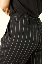 Black Stripe Faux Linen Tori Pant - SALE