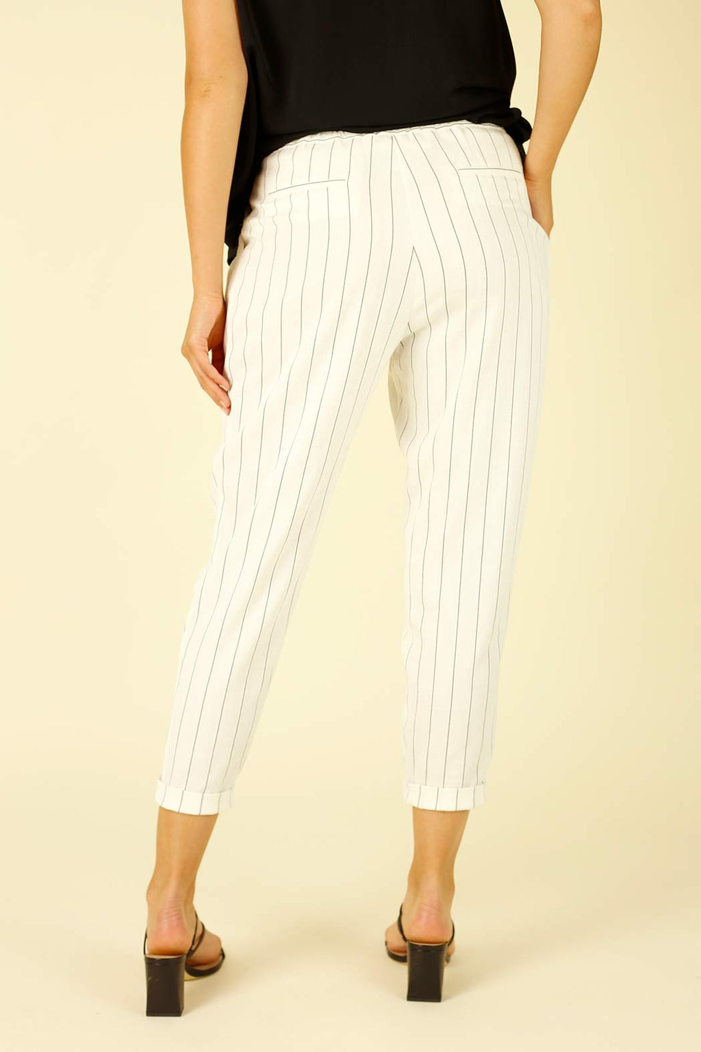 White Stripe Faux Linen Tori Pant - SALE