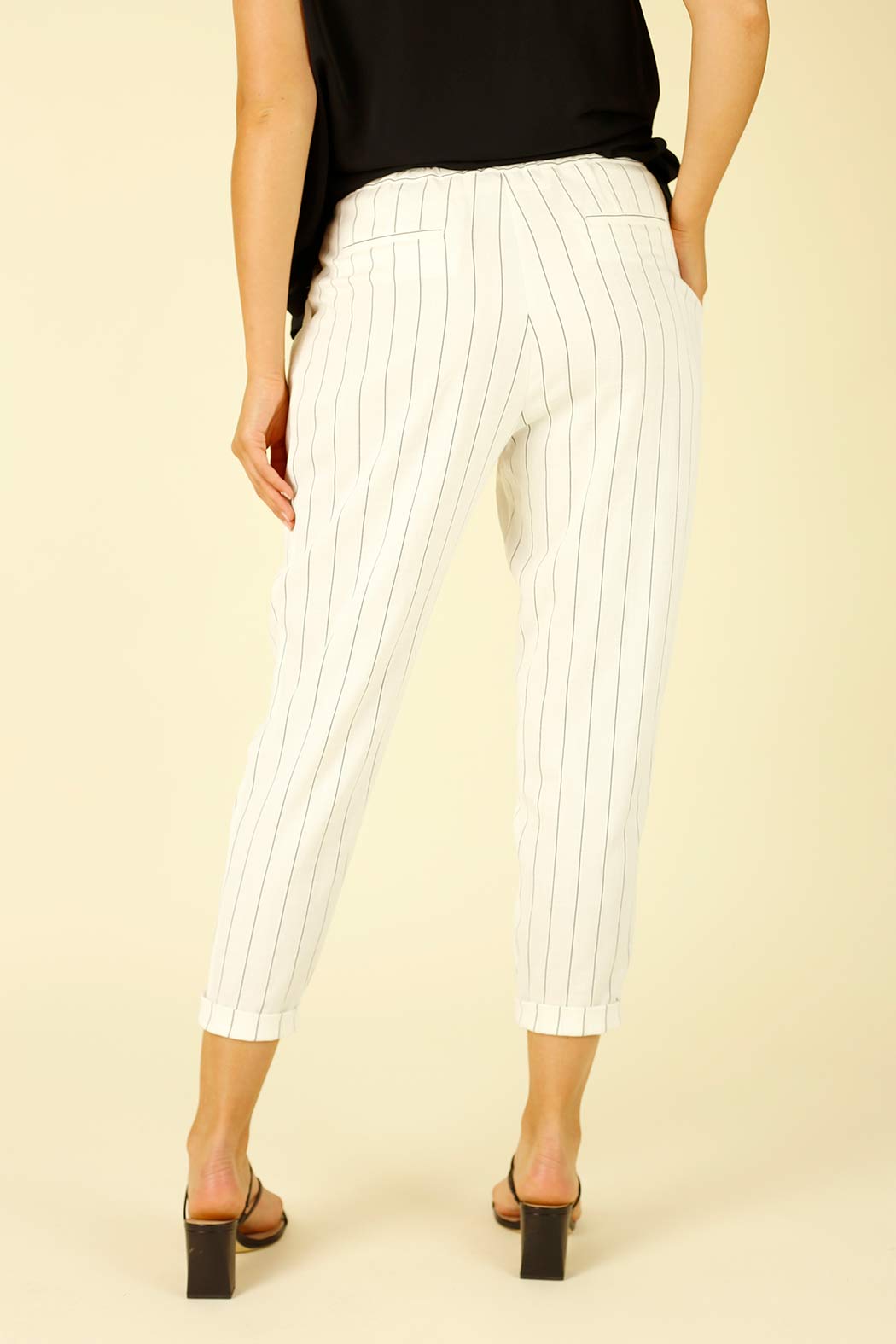 White Stripe Faux Linen Tori Pant - SALE