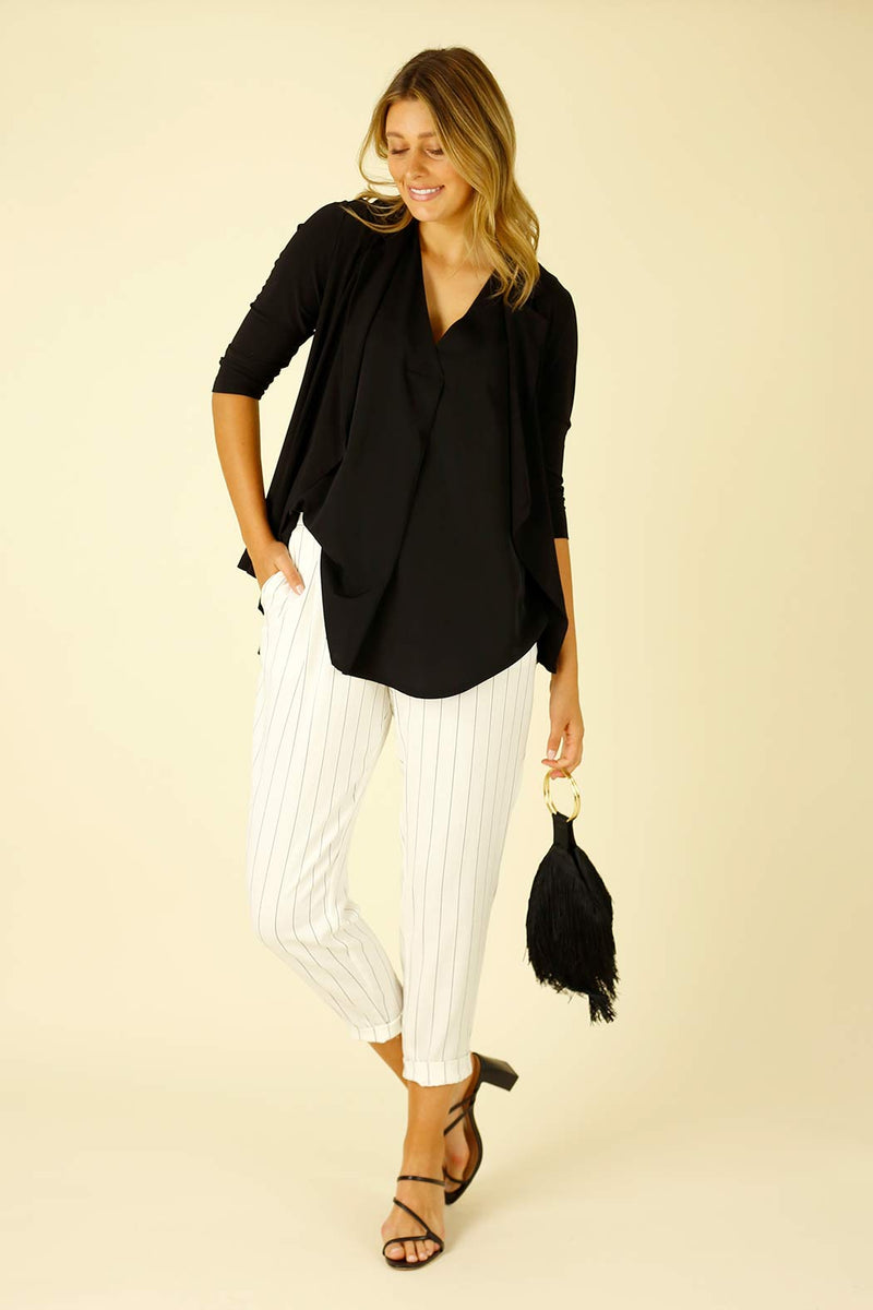 White Stripe Faux Linen Tori Pant - SALE