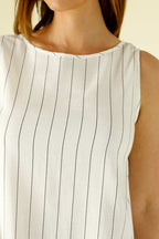 White Stripe Faux Linen Rodeo Cami - SALE