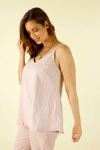 Pink Stripe Faux Linen Barcelona Cami - SALE