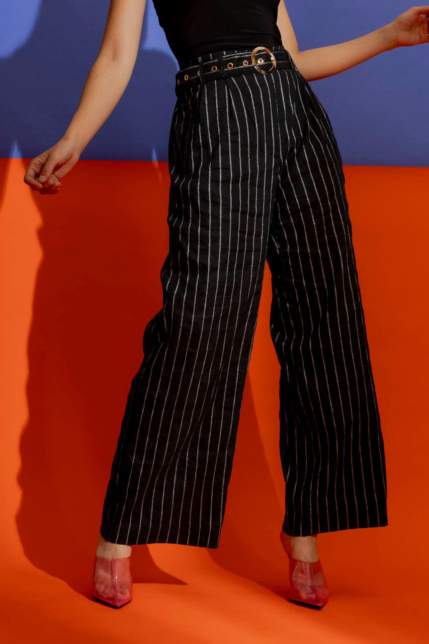 Black Stripe Linen Cleo Pant
